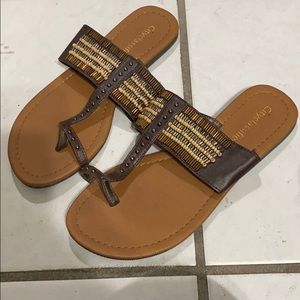 Brown beaded sandals